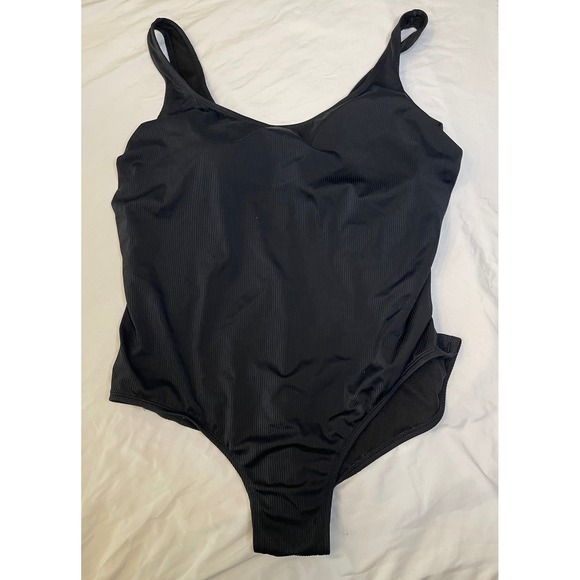 Catalina Black Ribbed One Piece Swimsuit Padded‎ Plus Size 3X (22W-24W) - Picture 1 of 5